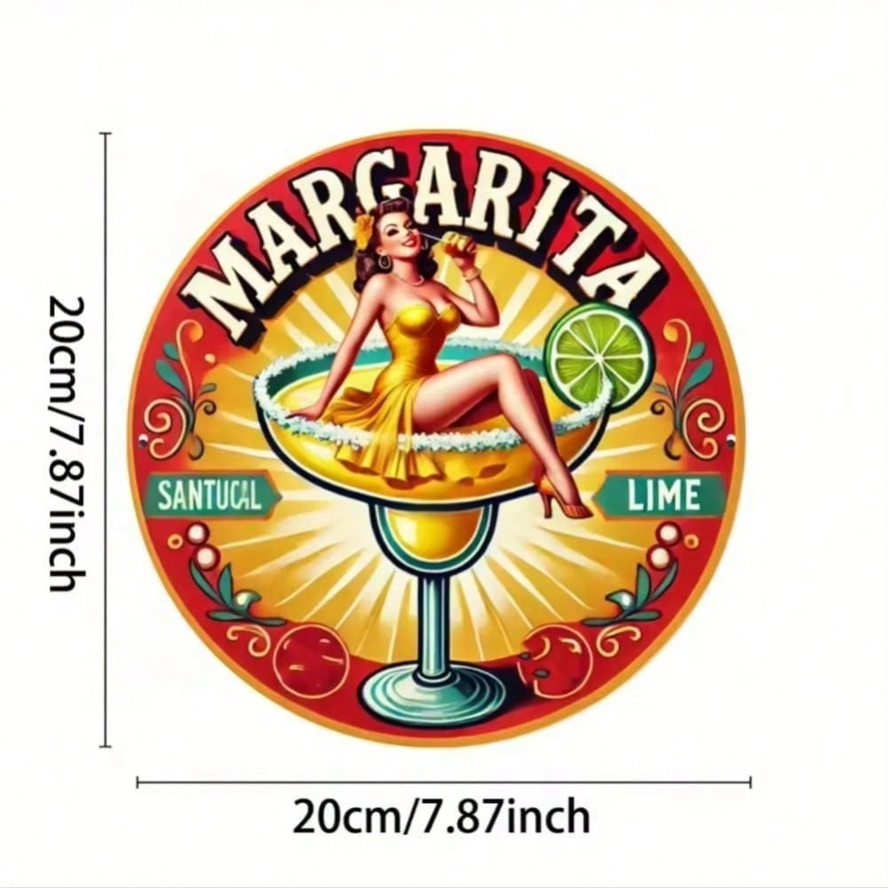 Vintage Margarita Cocktail Metal Sign Retro Wall Art for Bar Home Garage Decor