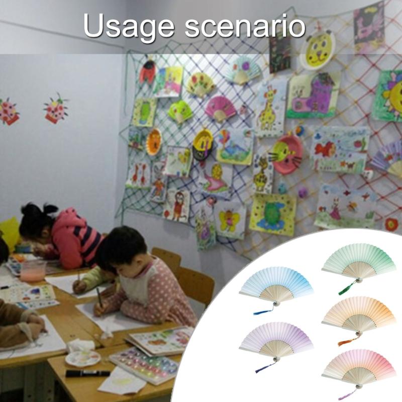 Classical Chinese Styles Gradient Folding Fan with Tassels for Dance Parties Handheld Fan and Decorative Purposes