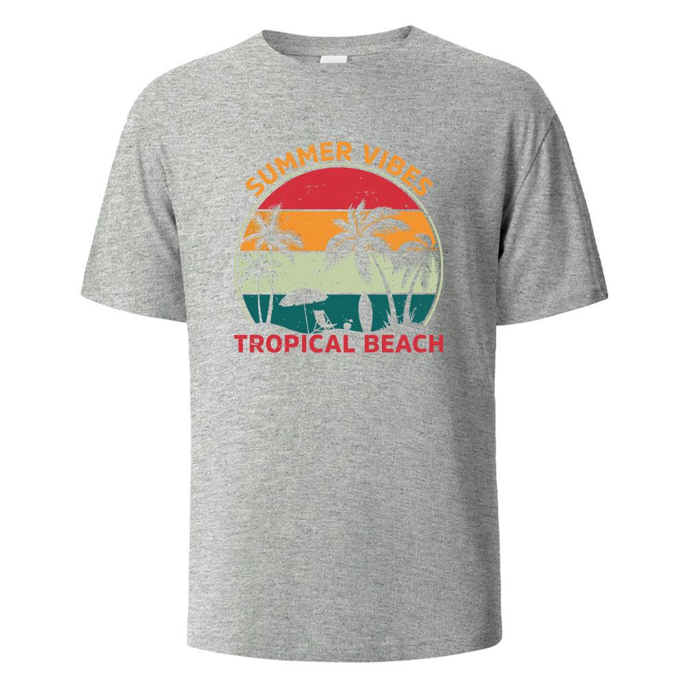 SummerVibes Printing Mens Tshirt Casual Breathable Tshirts 100Cotton Funny Tops Street Oversized TShirts For Men Women Oneck
