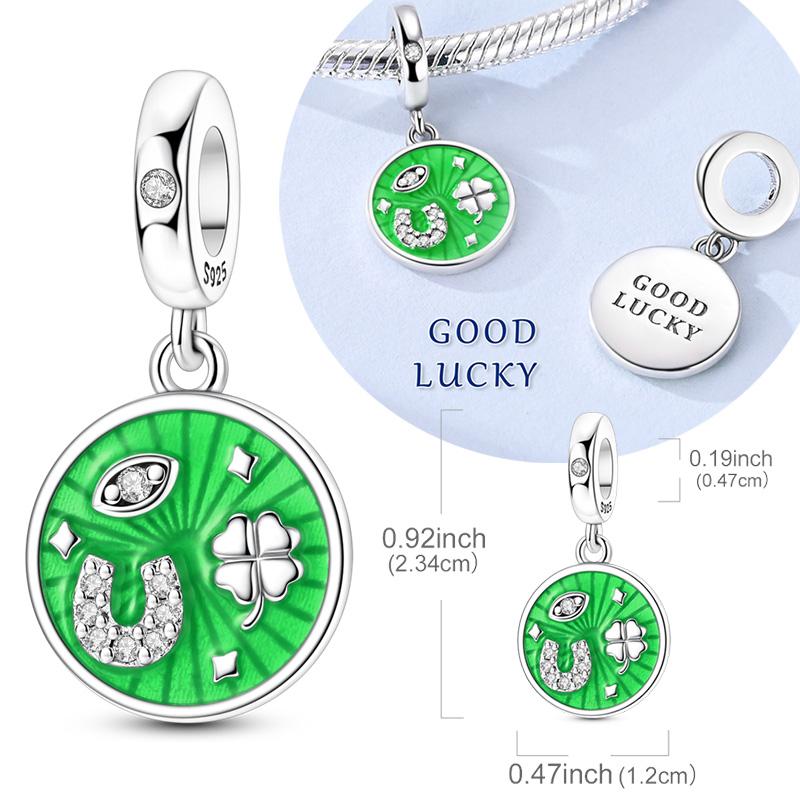 Original 925 Silver Charms Horseshoe Four Clover Eyes Pendant Fit Original Bracelet Necklace For Women DIY Jewelry Gift