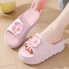 Fashion New pink flower high heel slipper women's outdoor slides sweet backless beach shoes woman flat platform mules elevator slippers