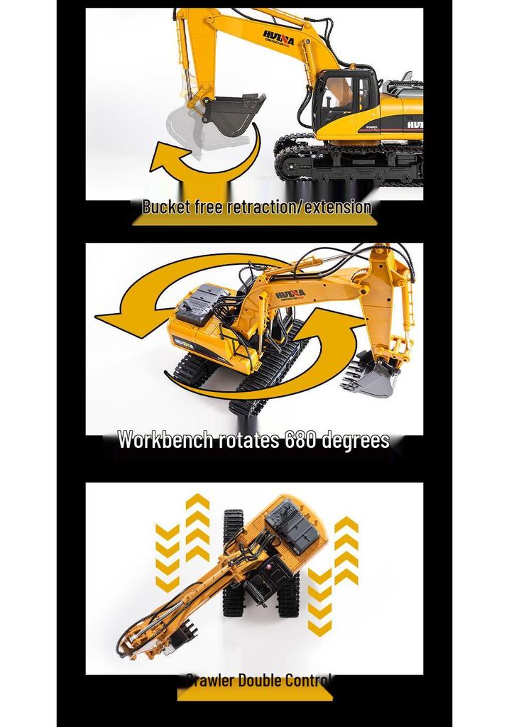 Huina 650 Alloy Excavator: 21-Channel Remote Control Toy Digger