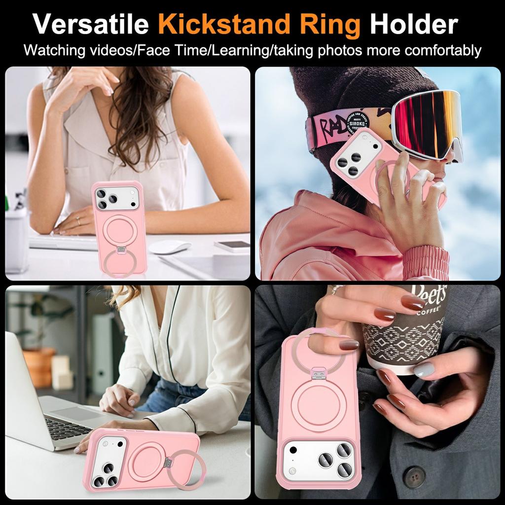 For iPhone 17 Pro Max Case Compatible with MagSafe Ring Holder Kickstand TPU + PC Phone Cover
