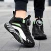 Boys' Shoes Autumn and Winter New Middle-aged and Older Children's Leather Waterproof Casual Sports Shoes Children's Rotating Buckle Running Shoes