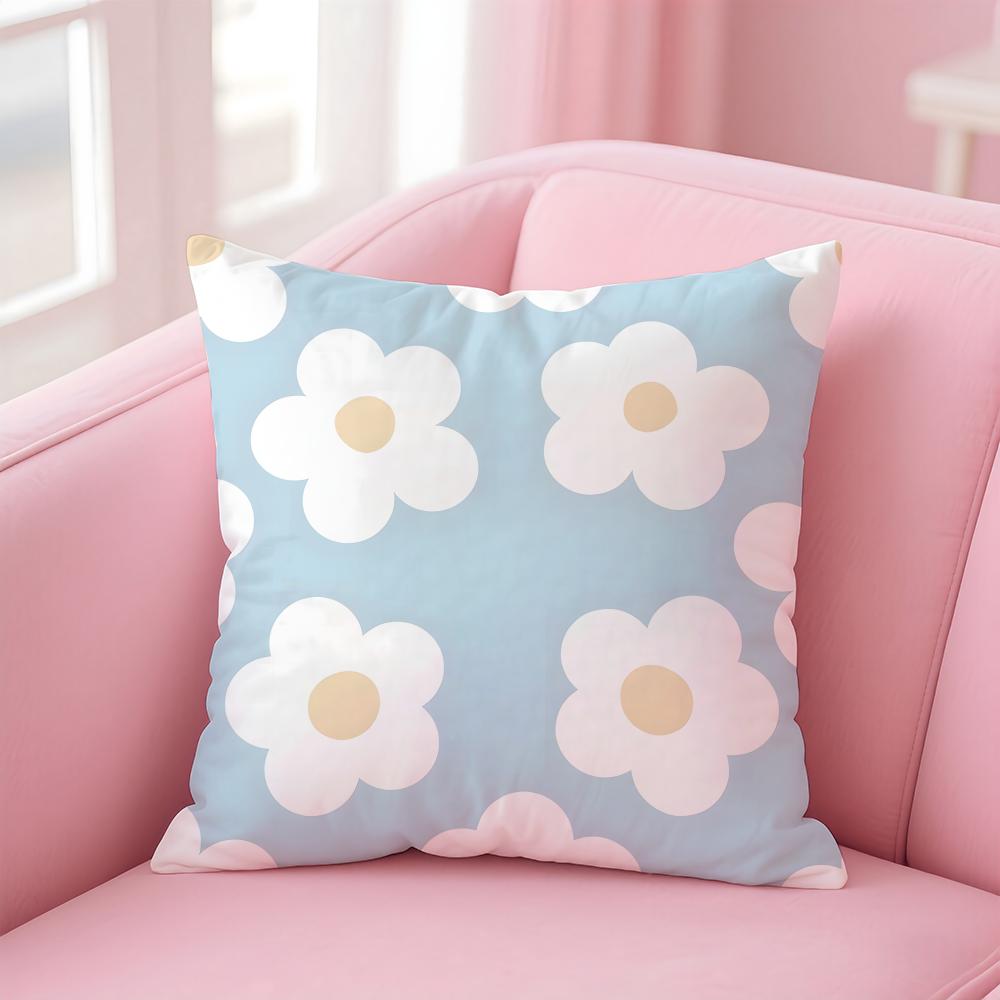 Ssmall Daisy Cushion Cover Pillowcase Short Plush Invisible Zipper Room Sofa Cushion Cover