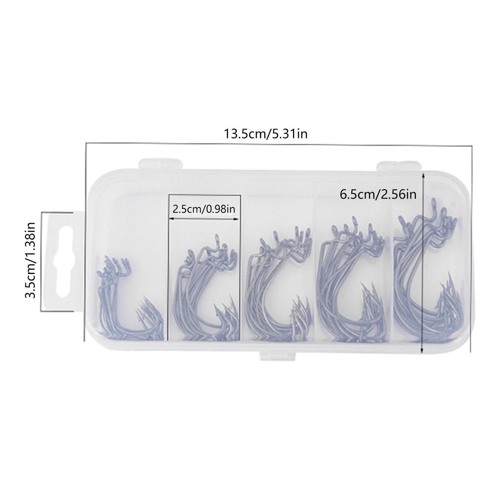 50Pcs Highly Carbon Steel Barbed Fishing Hook Worm Soft Baits Jig Fishes Hook Sharply Fishes Hook for Freshwater Saltwater