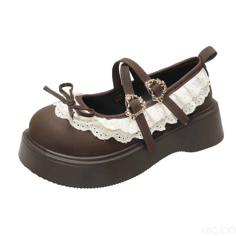 Fashion Mouth Thick Sole Single Shoe for Women's Spring New Style Simple Comfortable Versatile Small Leather Shoes Daily Casual