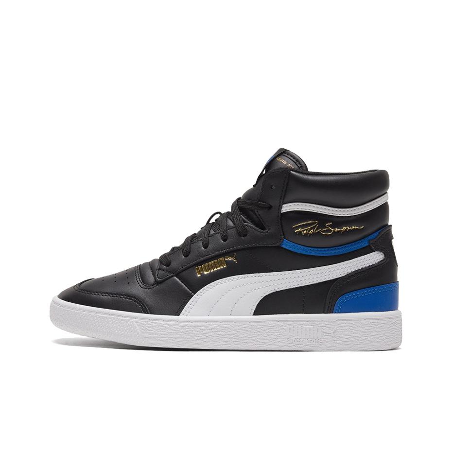 Puma Ralph Sampson Mid Synthetikleder Strapazierfähige High-Top-Sneaker Unisex-Sneaker Schwarz Weiß 370847-17