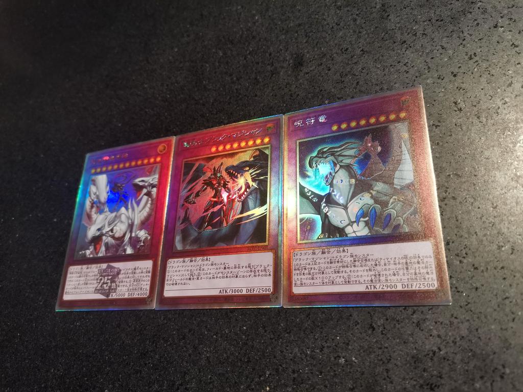 Yu-gi-oh!  3pcs/set Dark Magician the Knight of Dragon Magic diy Self-made cardCollection cards Gauze flash anime toy gift cart