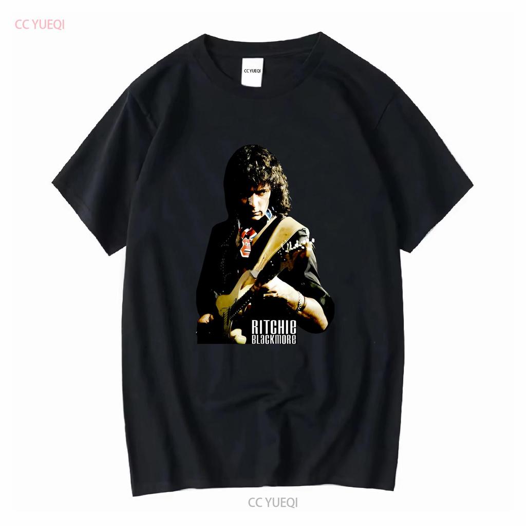 Ritchie Blackmore Deep Purple Pánské tričko Černé Všechny velikosti 1PT134 s dlouhým nebo krátkým rukávem vintage Vypraný top Pro každodenní nošení