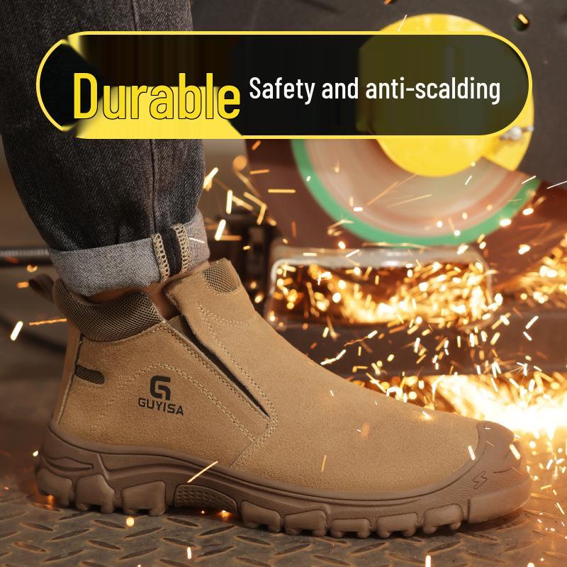 Pánská bezpečnostní obuv s ocelovou špičkou: Prodyšné, Snadné nazouvání/vyzouvání, Proti nárazu, Proti propíchnutí, Proti jiskrám; Ideální pro stavebnictví a svařování.