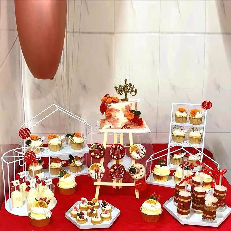 Elegant White Iron Art Dessert & Cake Display Stand Sets
