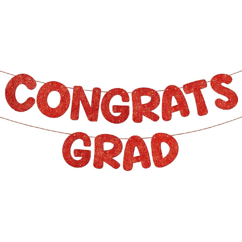 Fulmoon Pre Strung Congrats Grad Banner Glitter Congratulations Banner College Graduation Sign Class of 2026 Grad Party Decorations for High School