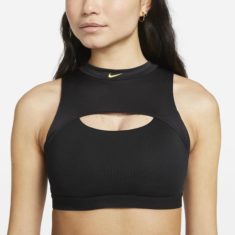 Nike Indy Mini Mock-Neck Solid Logo Light Support Sports Bra Women Underwear Black DV9871-010