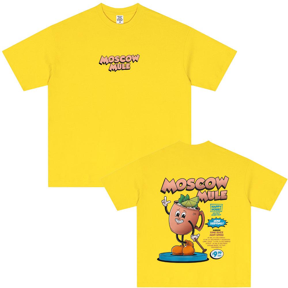 Moscow Mule Cocktail Lover Funny Meme T-shirt Men Women Clothing Casual Oversized Short Sleeve Tees Men's Cotton Vintage T Shirt