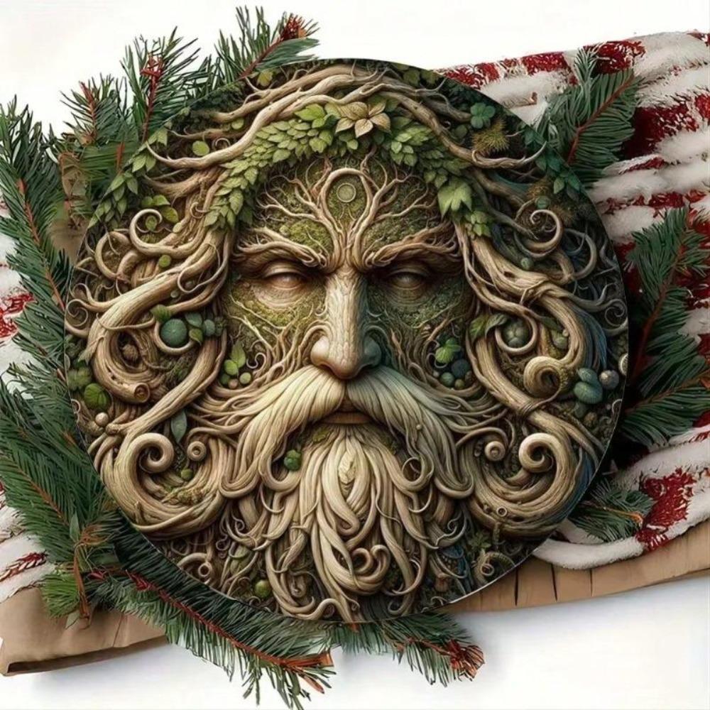 Green Man Enchanted Tree Spirit Pagan Wall Art Metal Decor for Witches and Eco Spaces