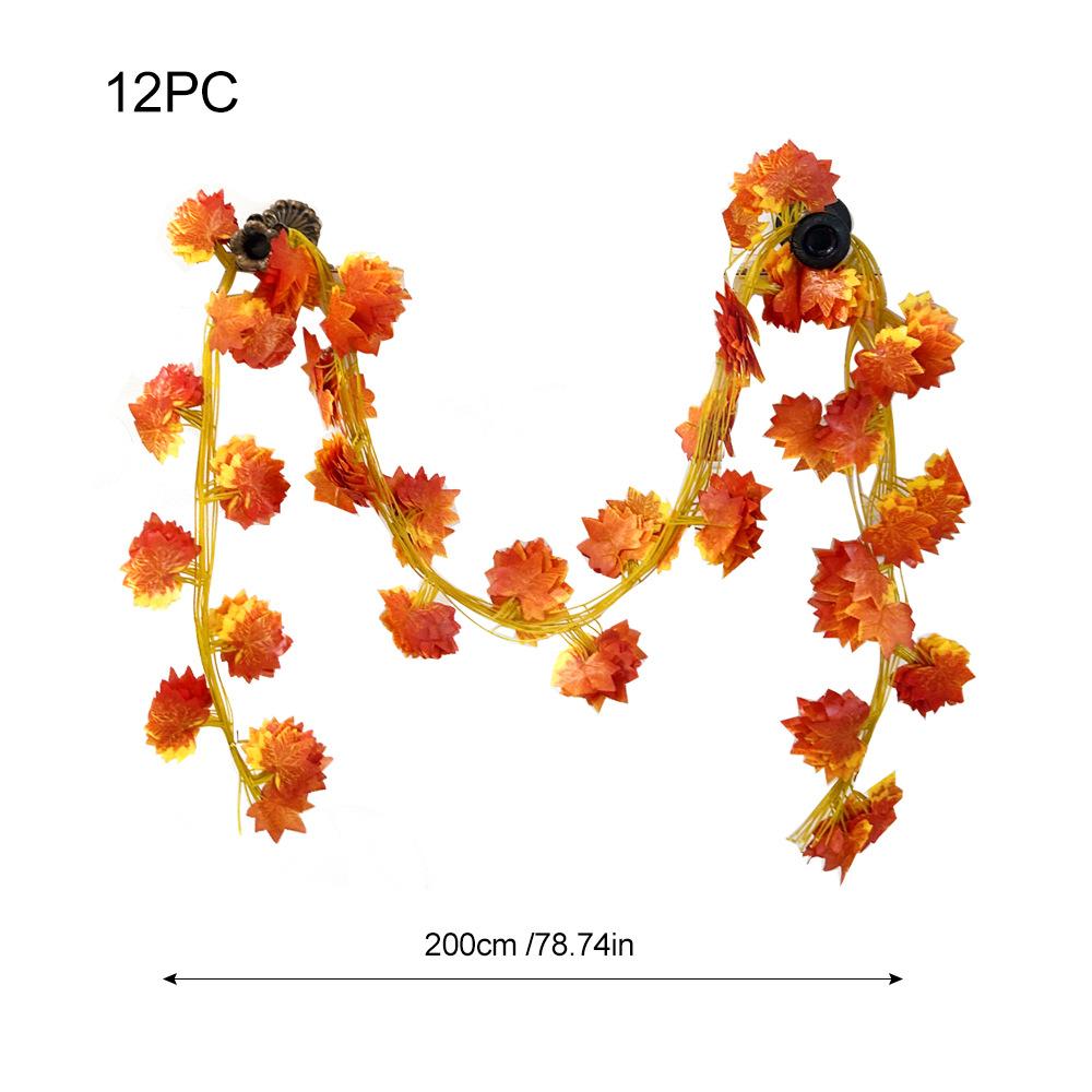 

12pcs 2M Artificial Fall Maple Leaf Garland Fake Plants Autumn Decor Leaves Vine for Thanksgiving Halloween Festivals Wedding 12pcs