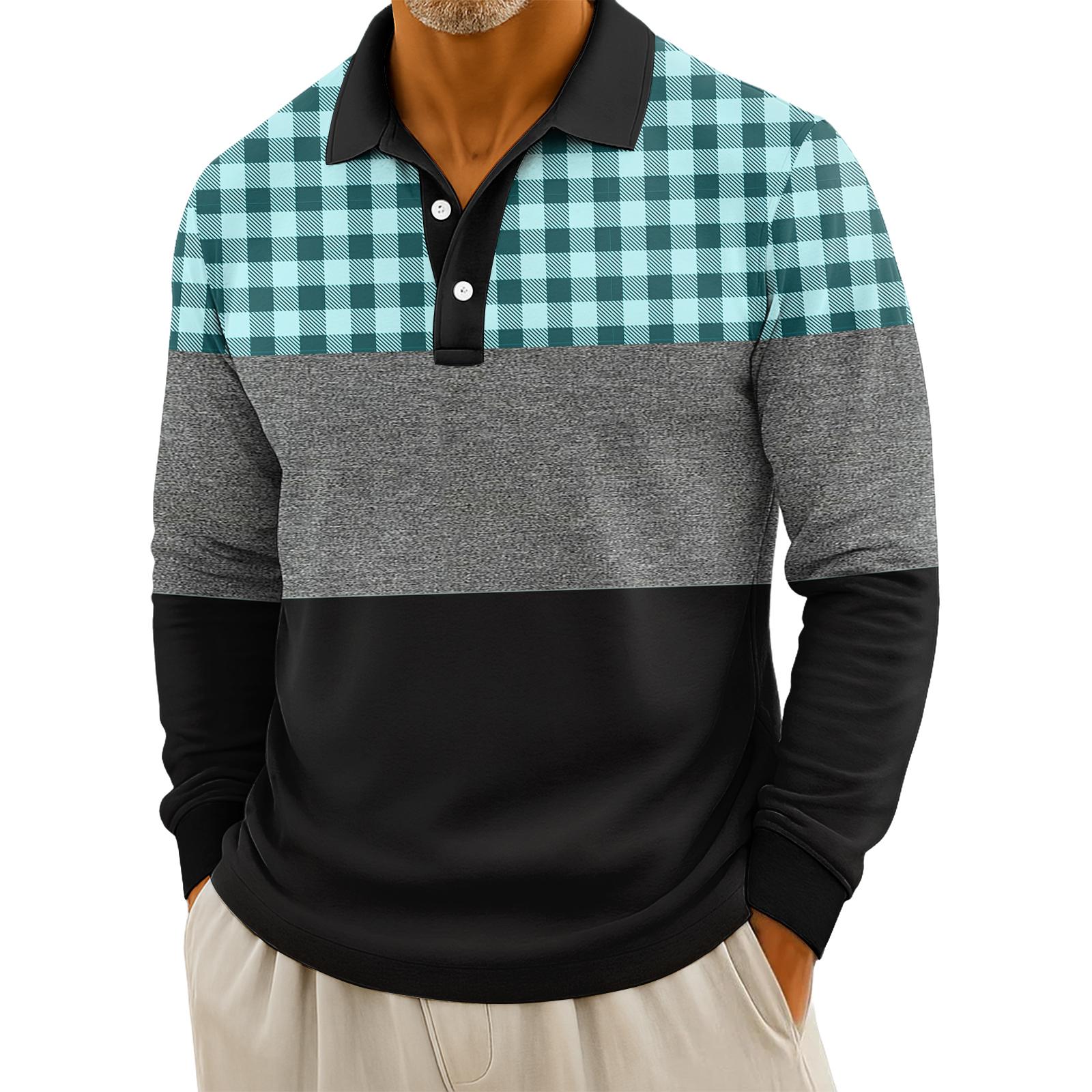 

Мужские повседневные топы с длинными рукавами на пуговицах с полосатым принтом L