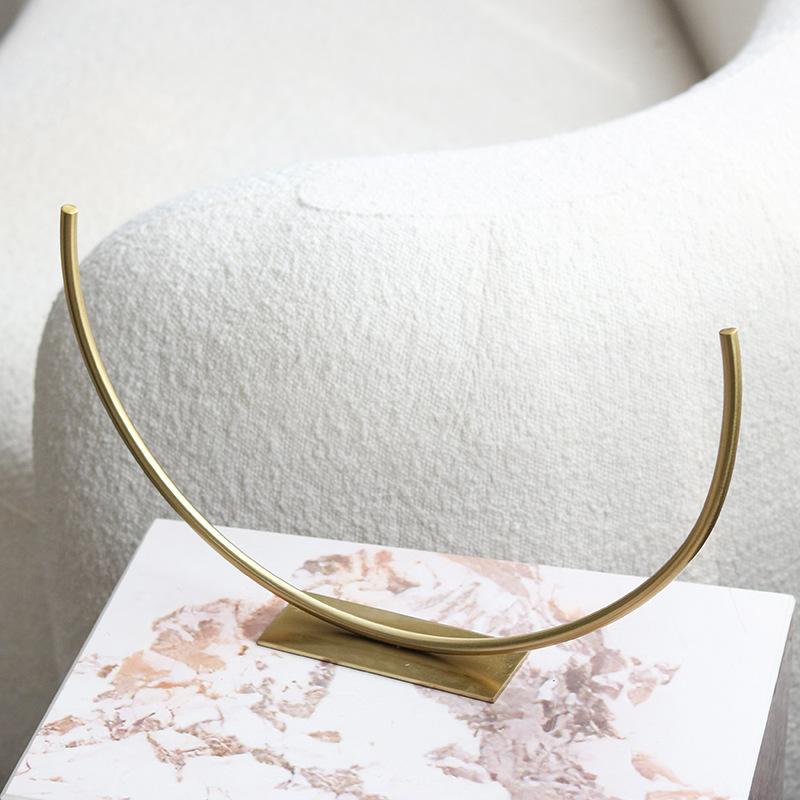 Nordic Italian Minimalist Semicircular Geometric Metal Handicraft Ornaments Light Luxury Model House Designer Soft Decorations