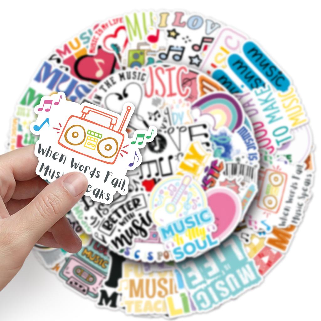 51 Love Music Graffiti Stickers Personality English Short Sentences Decorative Mobile Phone Case Water Cup Guitar Stickers