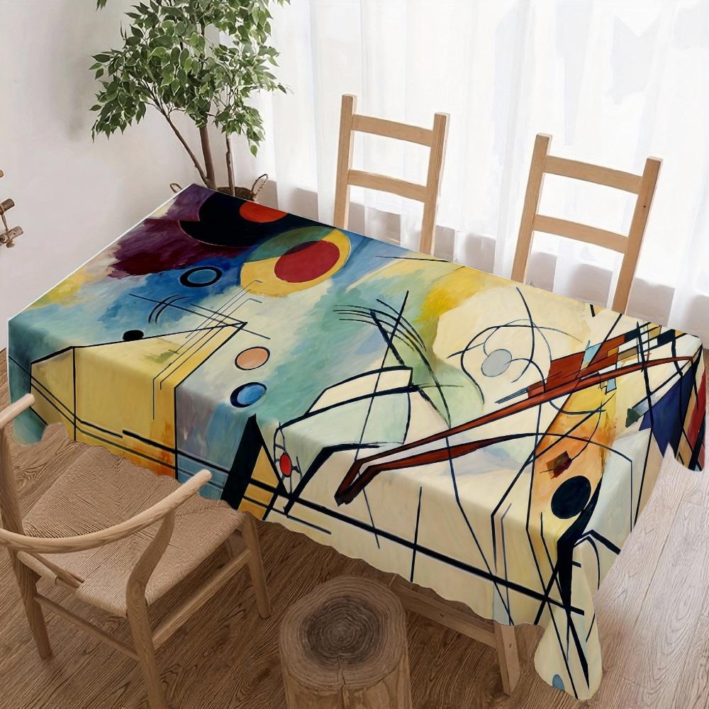 Jingyue Pet Unisex Abstract Art Pattern Rectangle Table Cloth For Table Decor Kitchen Dining Waterproof Reusable Tablecloth For Table Wedding Party