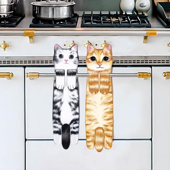 Cat Shape Hand Towel Soft Absorbent Hand Towel Hanging Cute Kitten Towel