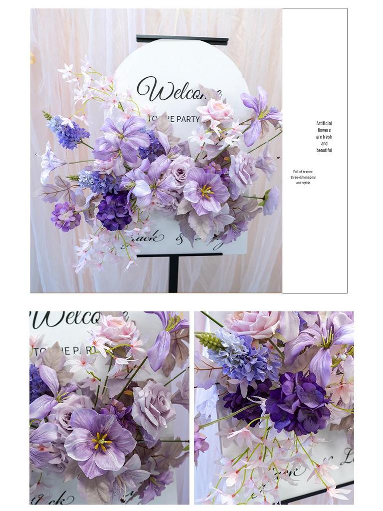Purple Themed Wedding Arch Decoration: European Style Artificial Floral Art