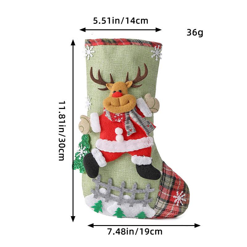 Burlap Christmas Stocking Gift Bag Large