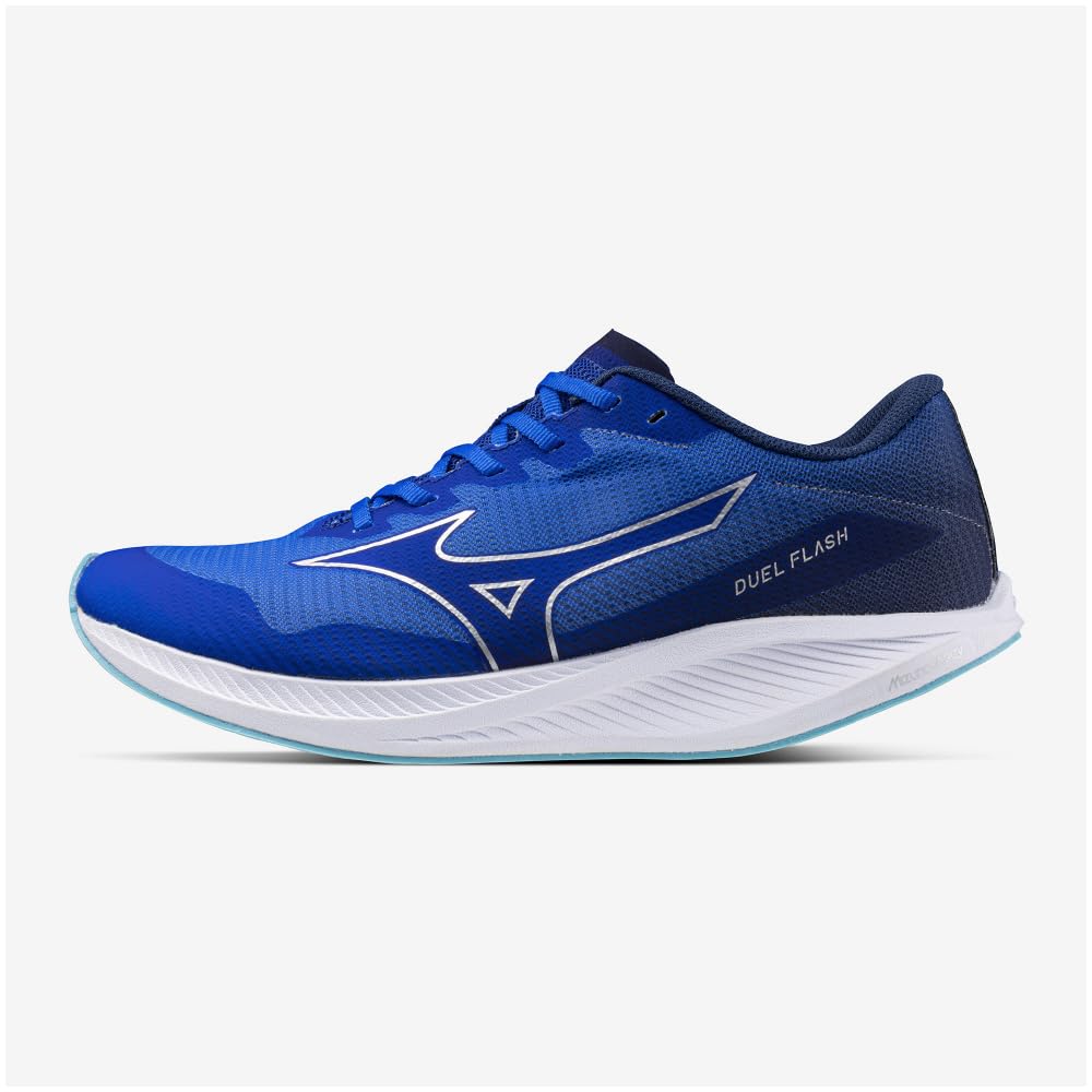 Mizuno Duel Flash Running for Club Track and Blue and Size 2E Shoes, Men's, Lightweight, Cushioned, Activities, Field, Silver, 25.5 cm,