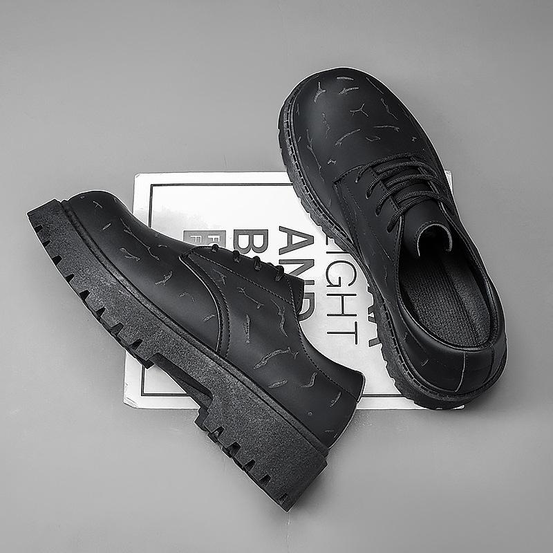 European Station High-end Niche Design Large Size Black Casual Derby Shoes 2025 Spring Sports Platform Big Head Shoes