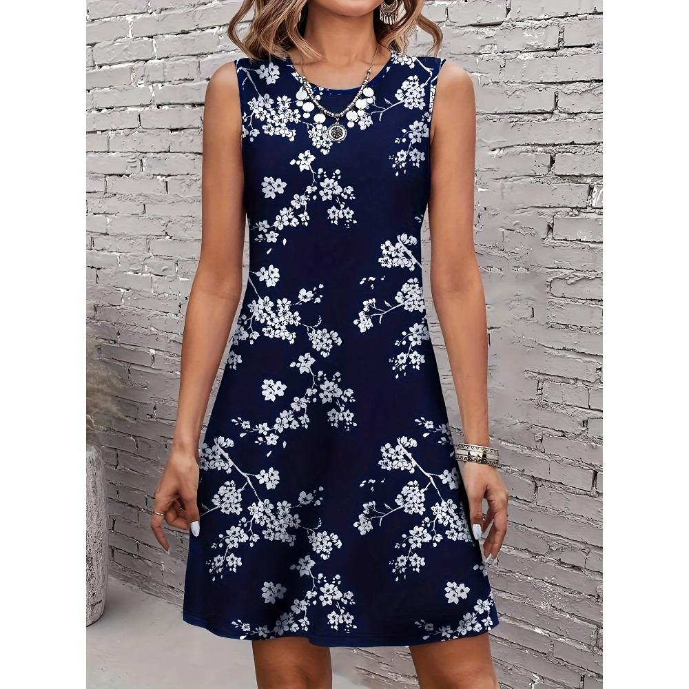 Women's Floral Print Round Neck Dress