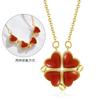 Captivating Titanium Steel Four Leaf Clover Heart Necklace Enhanced With Gold For A Dazzling Look