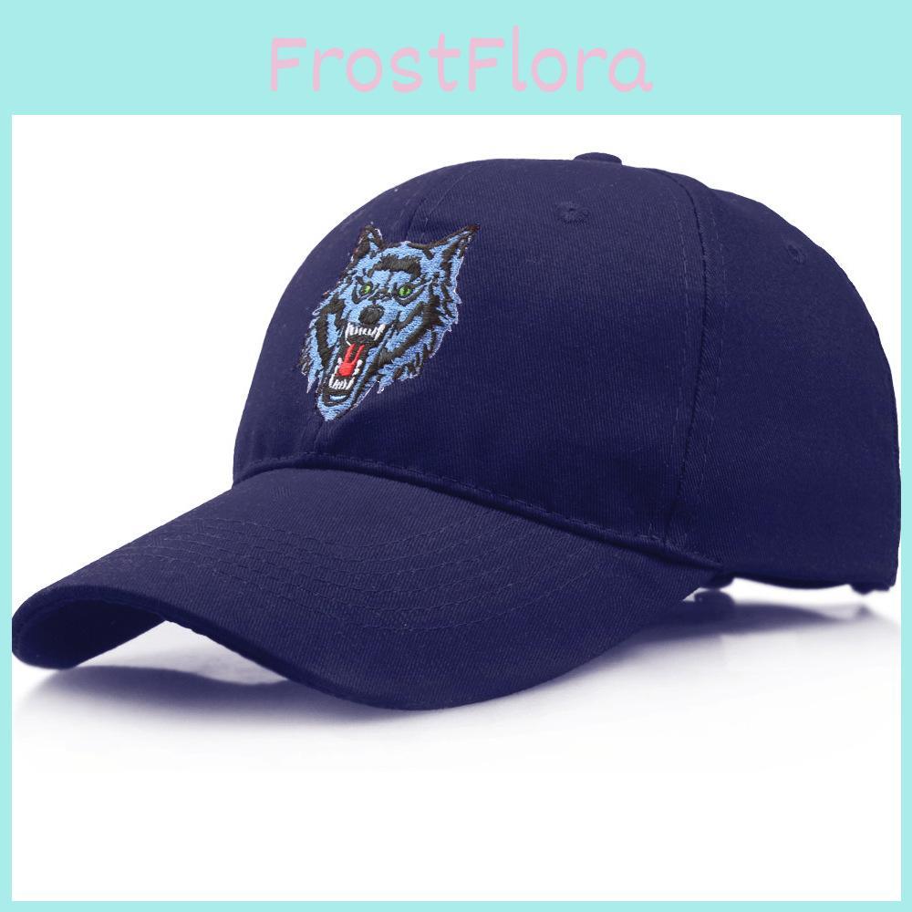 Head Blue Wolf Pattern Embroidered Baseball Caps Outdoor Sports Hats Casual