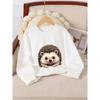 Girls' Crewneck Sweatshirt - Cute Hedgehog Face Pattern Print Machine Washable, Spring And Autumn, Sportswear And Casual Wear