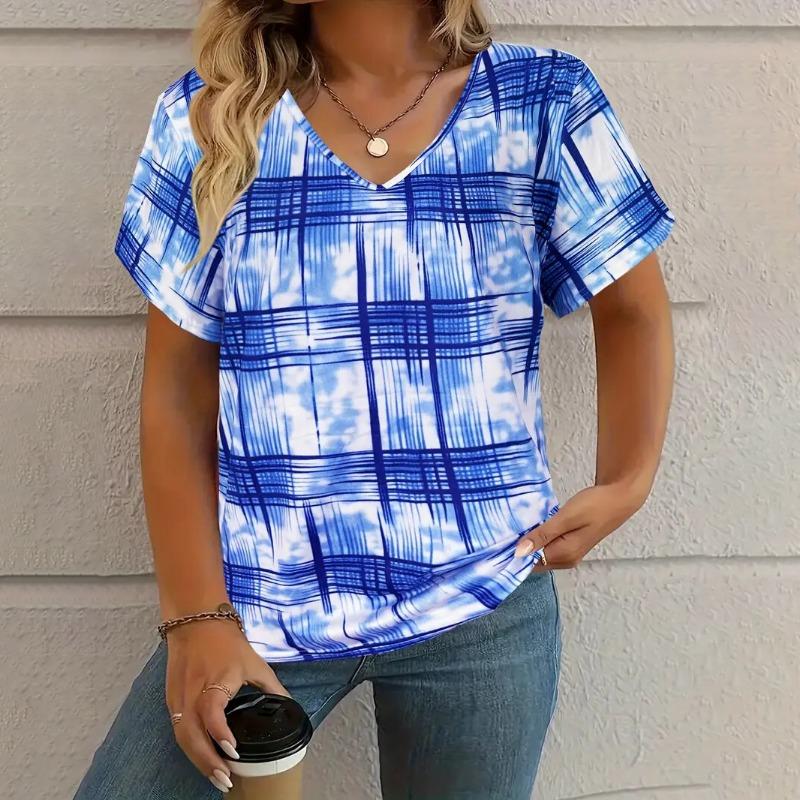 Plus Size Heart Design Pattern Printed T-shirts Summer Fashionable High Quality Short Sleeved