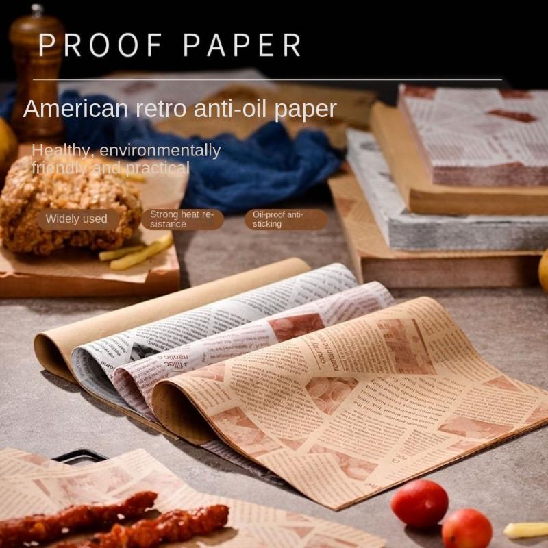 20/50/100Pcs Oil Blotting Paper Chicken Rolls Silicone Oil Baking Pad Paper Household English Newspaper Oil Papers Baking Supplies