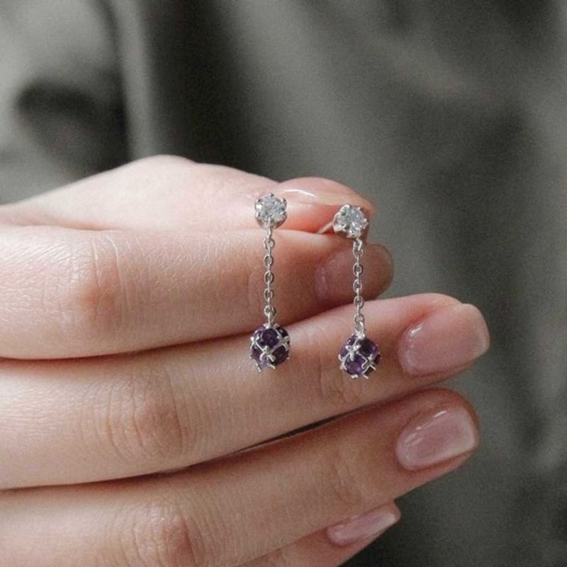 

J.Lauren Amethyst Mobil Silver Earrings Be0699 single type