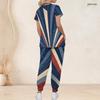 Women Plus Size Splash Patriotic Star Print Scrub Set Short Sleeve V Neck Top And Wide Long Pants Medical Uniform