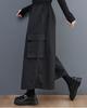 KOXIFLI Hakama Cropped Elastic Plus Winter Women's Wide-Leg Pants, Length, Black, Waist, Sizes, Spring, Autumn, (Size M, Black)