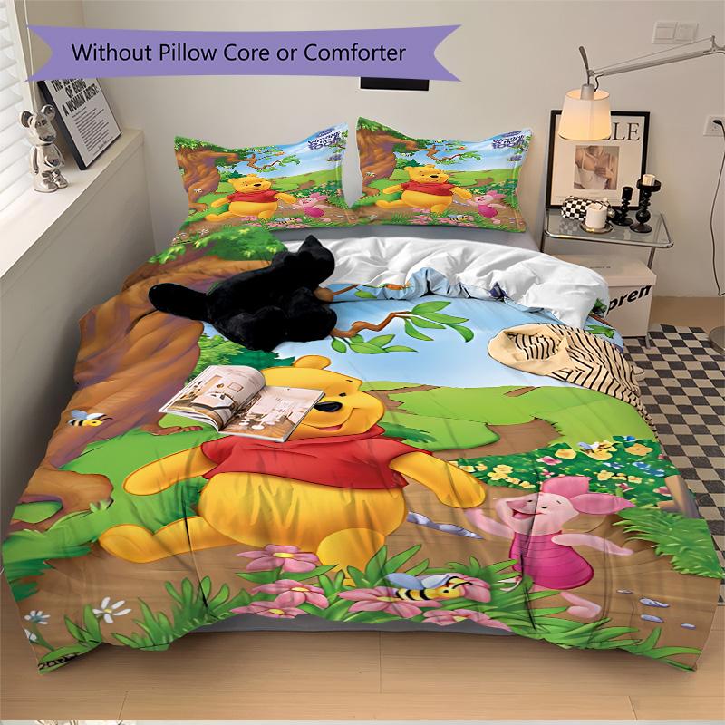 Winnie Pooh Piglet Adventure Print 3Pcs Bedding Setduvet Cover With 2 Bedropillowcase Home Birthday Gift