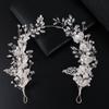 Zinc Zinc Alloy Leaf Bridal Headband Handmade Bridal Tiara Hair Vine Luxury Crystal Headpiece  Wedding
