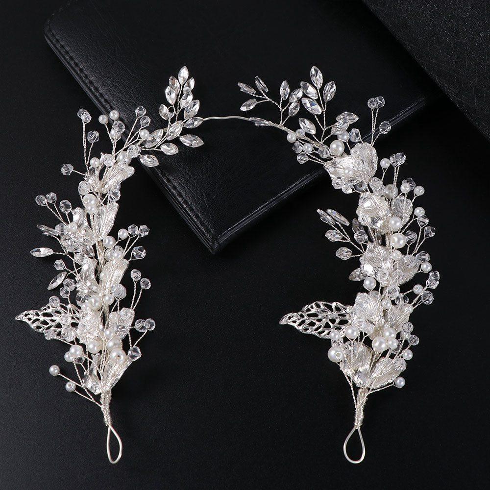 Zinc Zinc Alloy Leaf Bridal Headband Handmade Bridal Tiara Hair Vine Luxury Crystal Headpiece  Wedding