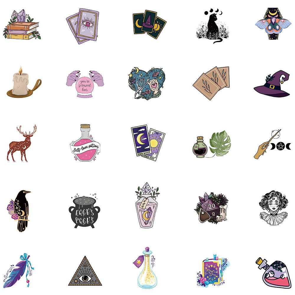 10 30 50Pcs Gothic Boho Witch Magic Apothecary Graffiti Stickers Skateboard Guitar Luggage Car Phone Cool Sticker Decal Kid Toy