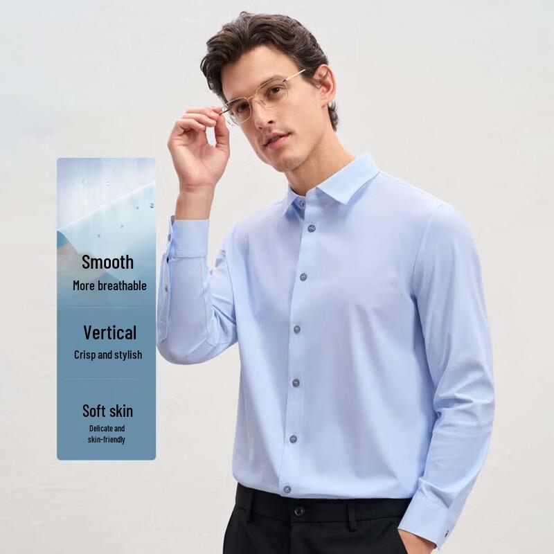 EMZ Men s Short-Sleeve Business Casual Shirt XL средний синий