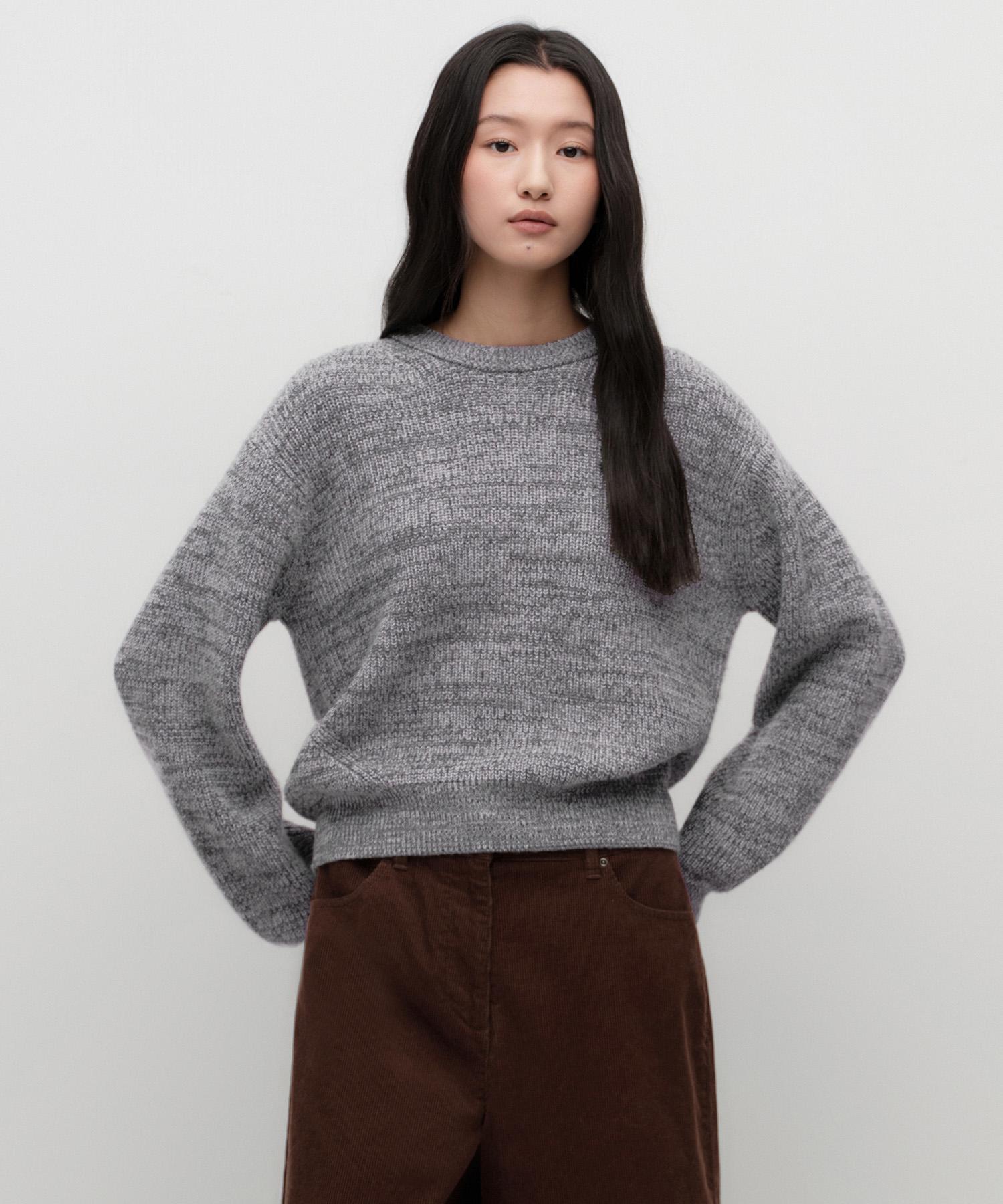 Musinsa Standard Woman Women S Mixed Yarn Crew Neck Knit [Melange Grey] Melange Grey/Xs