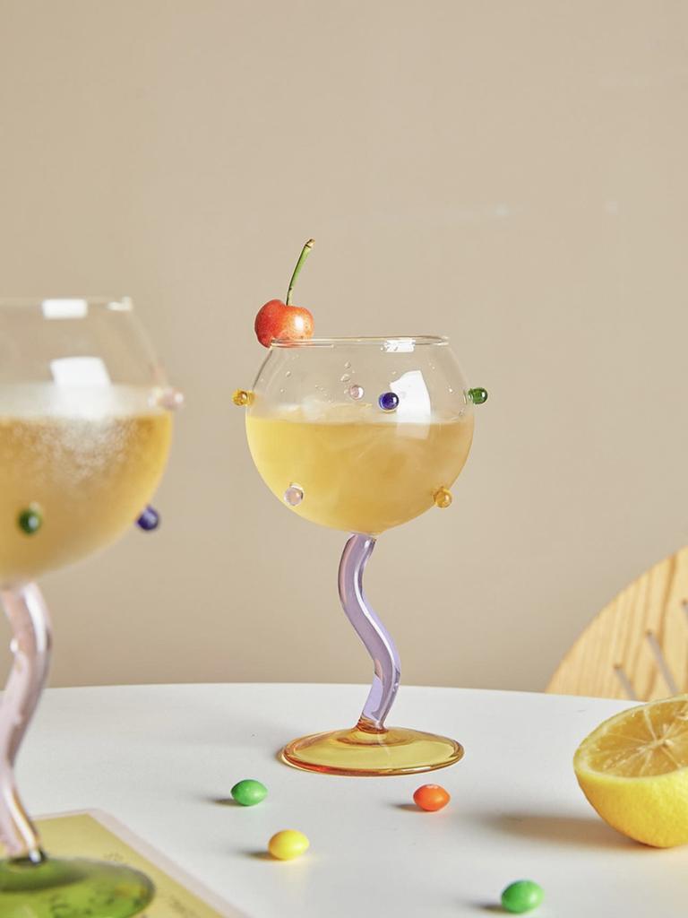 Verre à Pied Gemme Pierre Colorée Verre Borosilicaté Verre Résistant à la Chaleur Verre à Cocktail Champagne