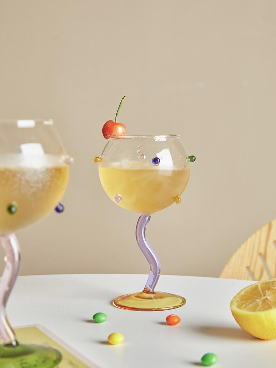 Colored Stone Gem Glass High Borosilicate Goblet Glass Heat-resistant Glass Cocktail Champagne Glass 301-400ml