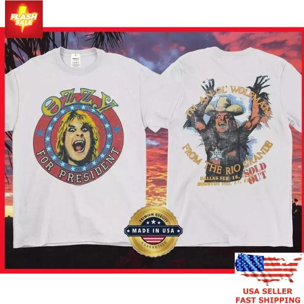New Apparel Vintage Graphic Ozzy Osbourne For President T-Shirt XXXXL