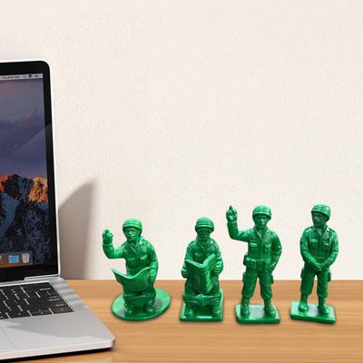 4 Stück Grüne Militärmann-Statue Miniatur-Soldatenfiguren Sammlerstück Soldaten-Ornament