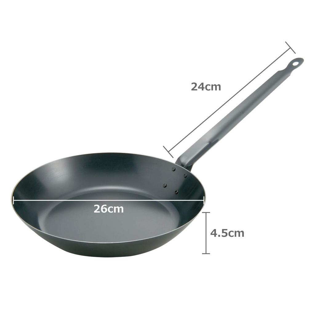 MT Trimatsu Iron Thick Plate Frying Pan, Blue Temper, 26cm, IH Compatible, 1.6mm Thick Plate, Made In Japan